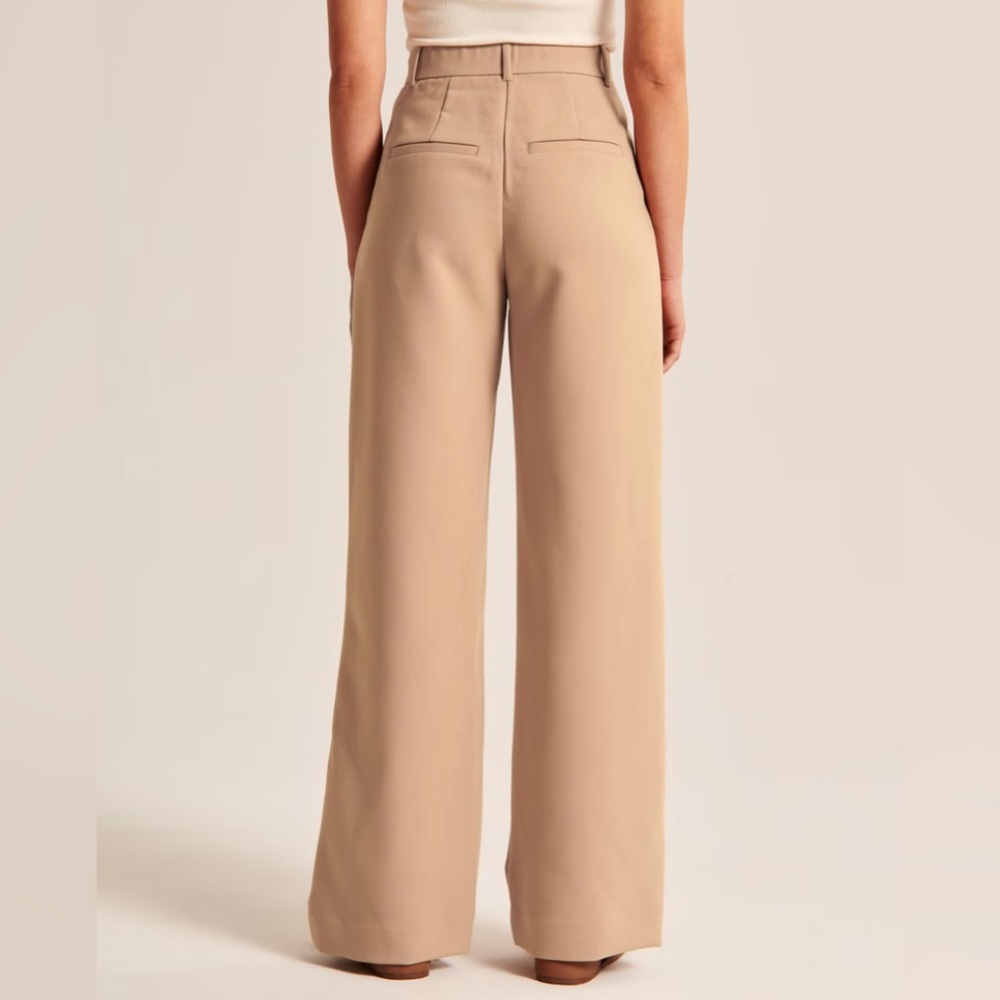 Abercrombie & Fitch High Waisted Pleated Wide Leg Trouser Pant Size M Tan